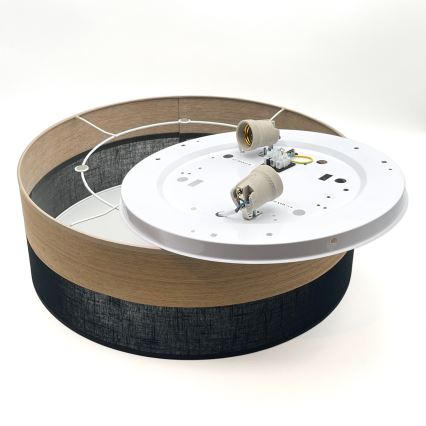 Stropné svietidlo SIRJA WOOD 2xE27/15W/230V pr. 45 cm čierna/dub