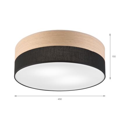 Stropné svietidlo SIRJA WOOD 2xE27/15W/230V pr. 45 cm čierna/dub