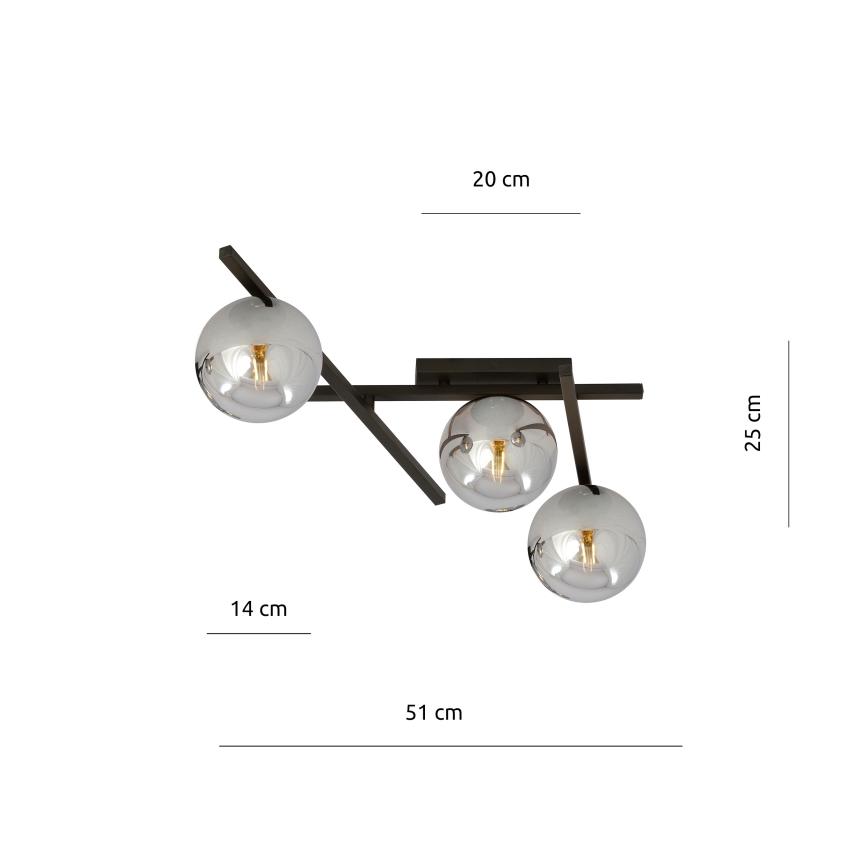 Stropné svietidlo SMART 3xE14/10W/230V čierna/šedá
