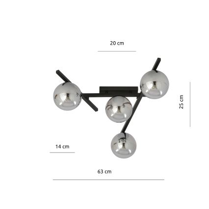 Stropné svietidlo SMART 4xE14/10W/230V čierna/šedá
