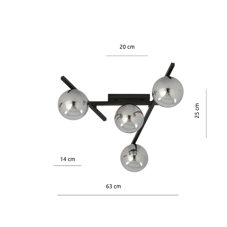 Stropné svietidlo SMART 4xE14/10W/230V čierna/šedá