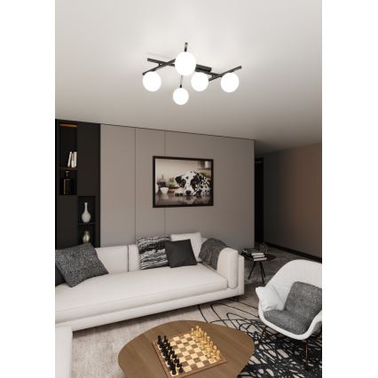 Stropné svietidlo SMART 5xE14/10W/230V čierna/biela