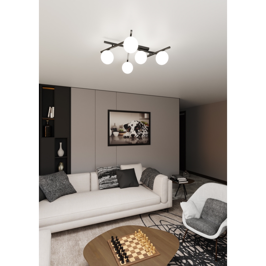 Stropné svietidlo SMART 5xE14/10W/230V čierna/biela