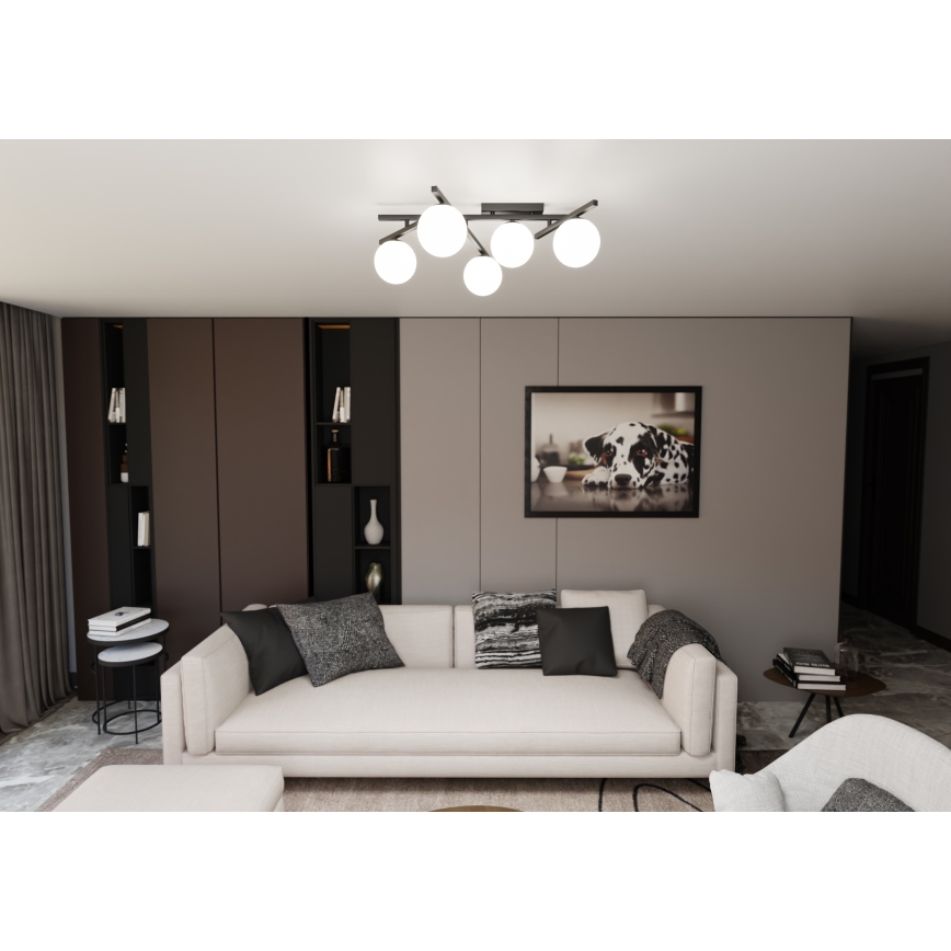 Stropné svietidlo SMART 5xE14/10W/230V čierna/biela