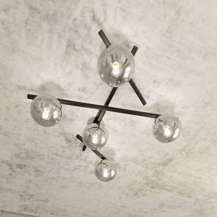 Stropné svietidlo SMART 5xE14/10W/230V čierna/šedá