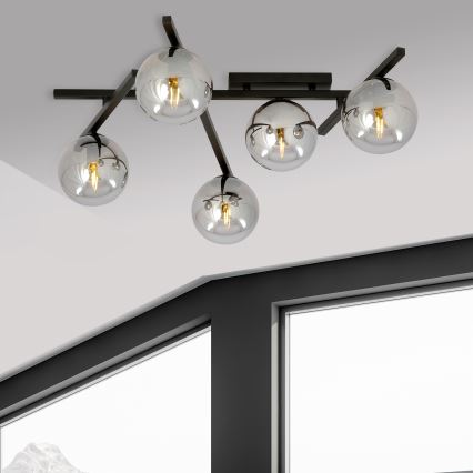 Stropné svietidlo SMART 5xE14/10W/230V čierna/šedá
