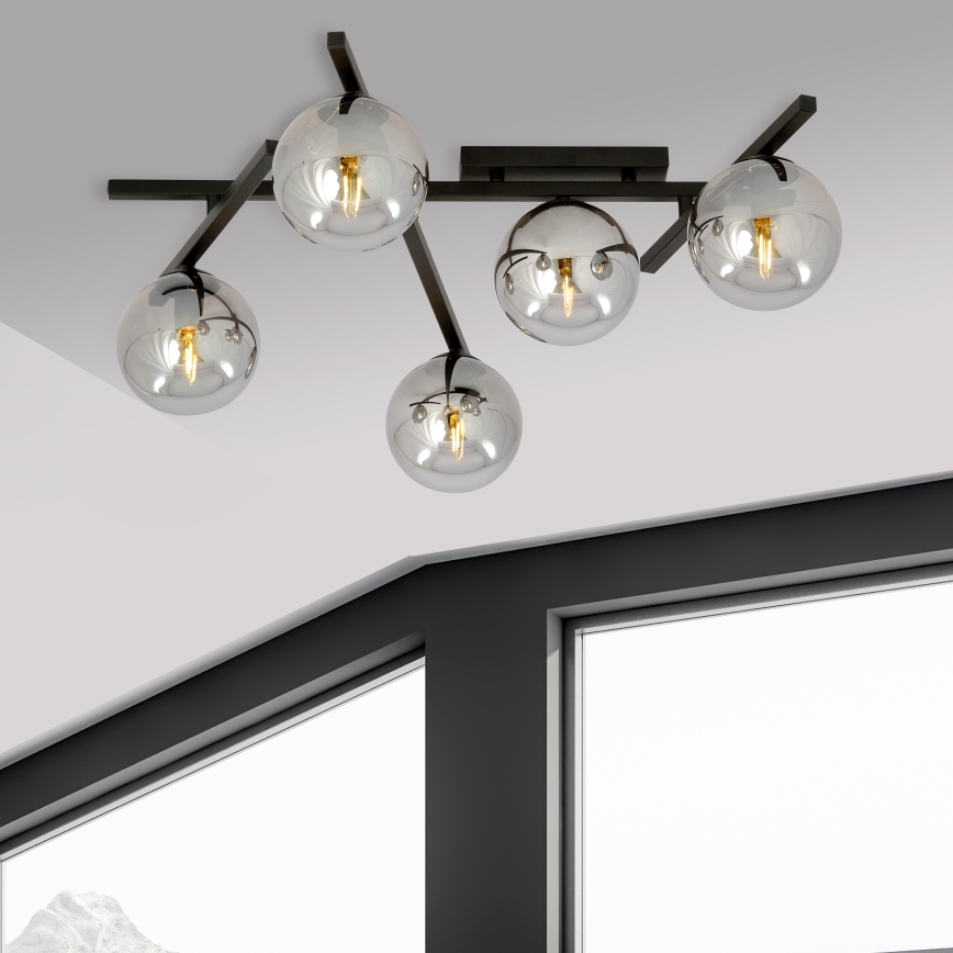 Stropné svietidlo SMART 5xE14/10W/230V čierna/šedá