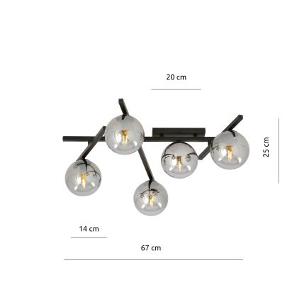 Stropné svietidlo SMART 5xE14/10W/230V čierna/šedá