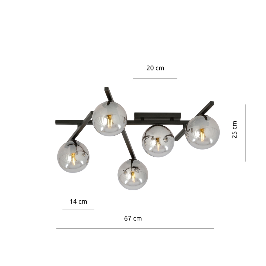 Stropné svietidlo SMART 5xE14/10W/230V čierna/šedá