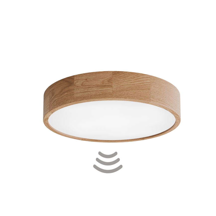 Stropné svietidlo so senzorom CLEO 4xE27/24W/230V, priemer 47,5 cm, dub