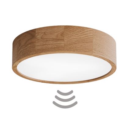 Stropné svietidlo so snímačom CLEO 3xE27/24W/230V priemer 37,5 cm dub
