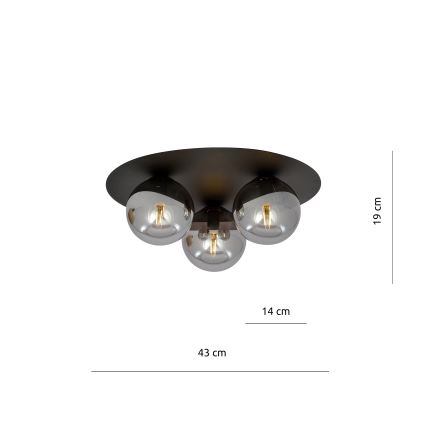 Stropné svietidlo SOLAR 3xE14/10W/230V čierna/šedá