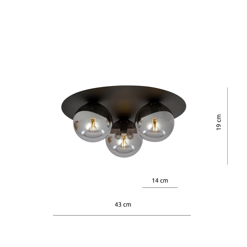 Stropné svietidlo SOLAR 3xE14/10W/230V čierna/šedá