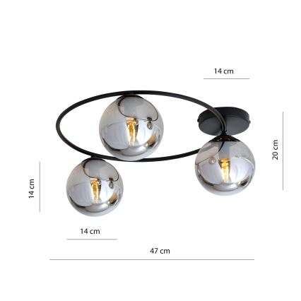 Stropné svietidlo SOPRA 3xE14/10W/230V čierna