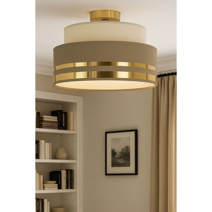 Stropné svietidlo TAMI 1xE27/60W/230V pr. 40 cm béžová/hnedá/zlatá