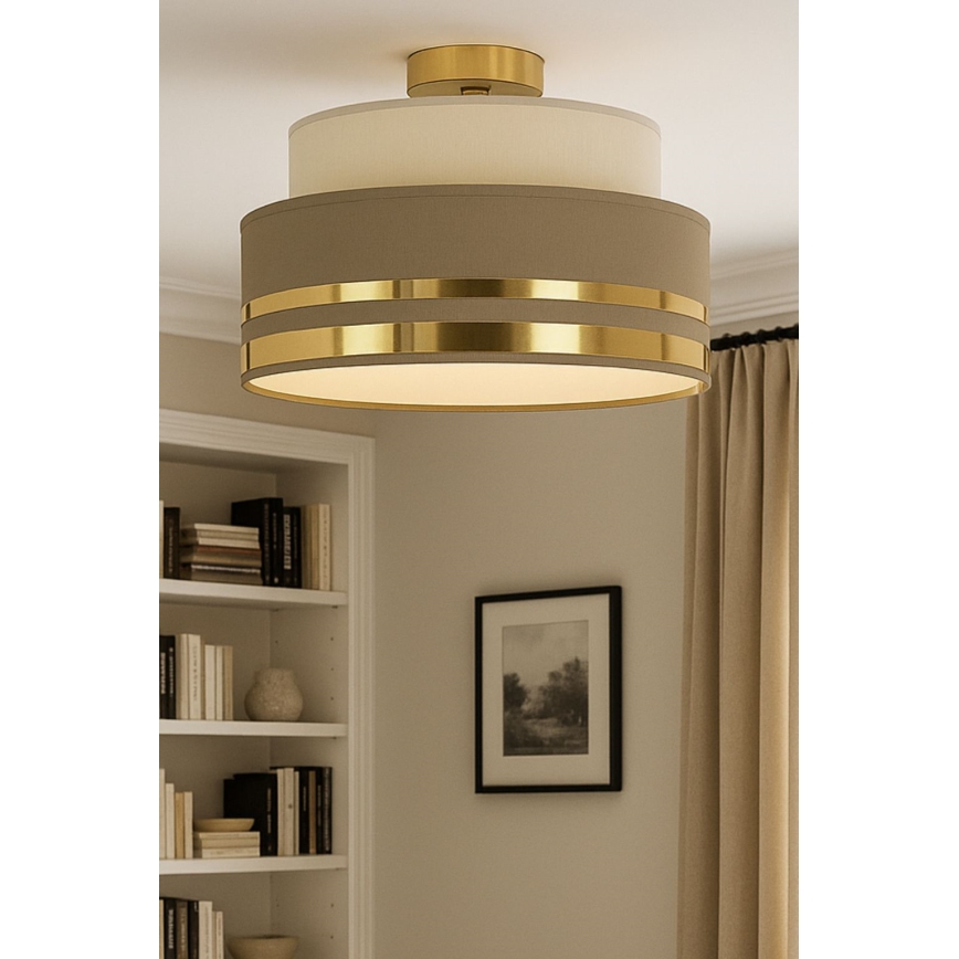 Stropné svietidlo TAMI 1xE27/60W/230V pr. 40 cm béžová/hnedá/zlatá