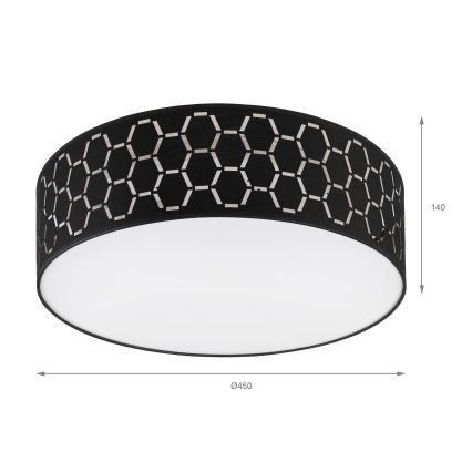 Stropné svietidlo ULLE 2xE27/15W/230V pr. 45 cm čierne
