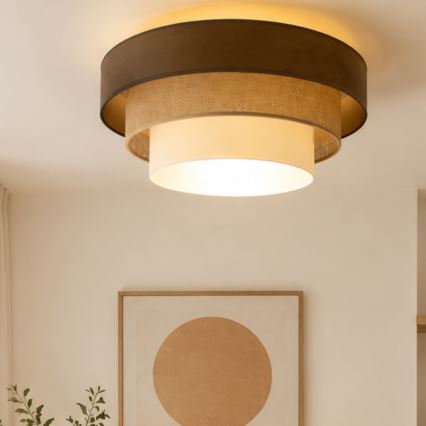 Stropné svietidlo WENTA 1xE27/60W/230V priemer 50 cm hnedá/juta/béžová