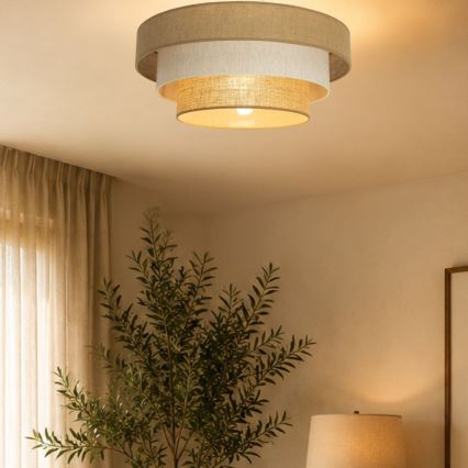 Stropné svietidlo WENTA 1xE27/60W/230V priemer 50 cm juta/krémová