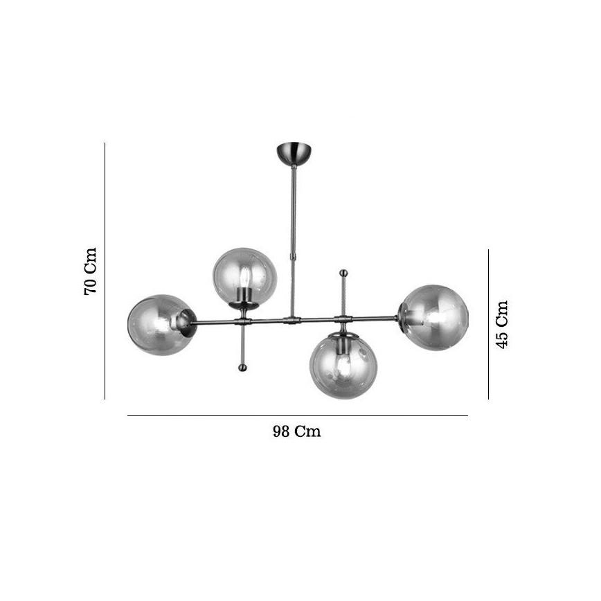 Stropný luster na tyči POLINO 4xE27/40W/230V bronzový