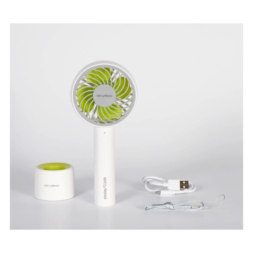 Stylies - Nabíjací ručný ventilátor LACERTA 4W/5V 2500 mAh biela