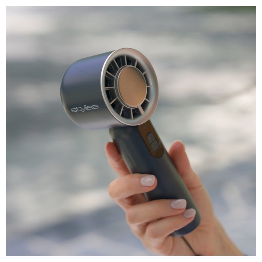 Stylies - Nabíjací ručný ventilátor LACERTI 8W/5V 3000 mAh modrý