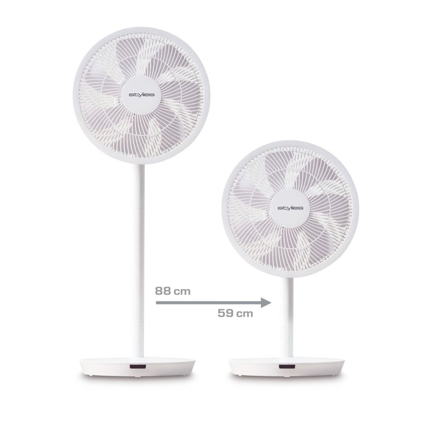 Stylies - Stojanový ventilátor 2v1 ANTILA 25W/230V 88 cm biela + diaľkové ovládanie