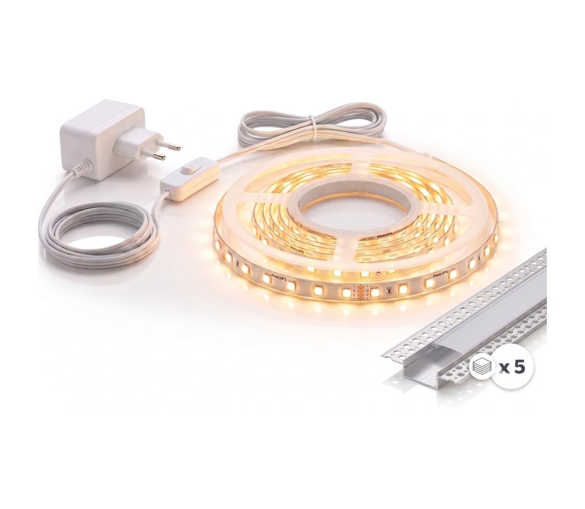 SmartLED SÚPRAVA 1x LED pás MYLIVING LIGHTSTRIP LED/22W/230V 5m + 5x zapustený profil 1 m 5xSD0106+1xP2022