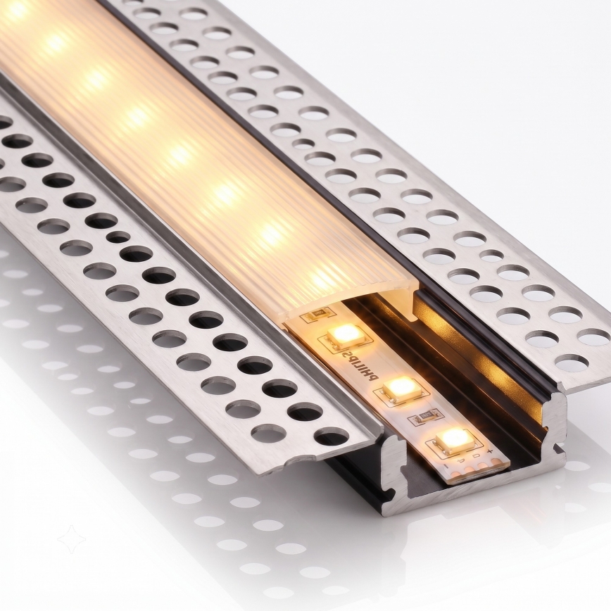 SADA 1x LED pás MYLIVING LIGHTSTRIP LED/22W/230V 5 m + 5x zapustené profily 1 m strieborná/biela
