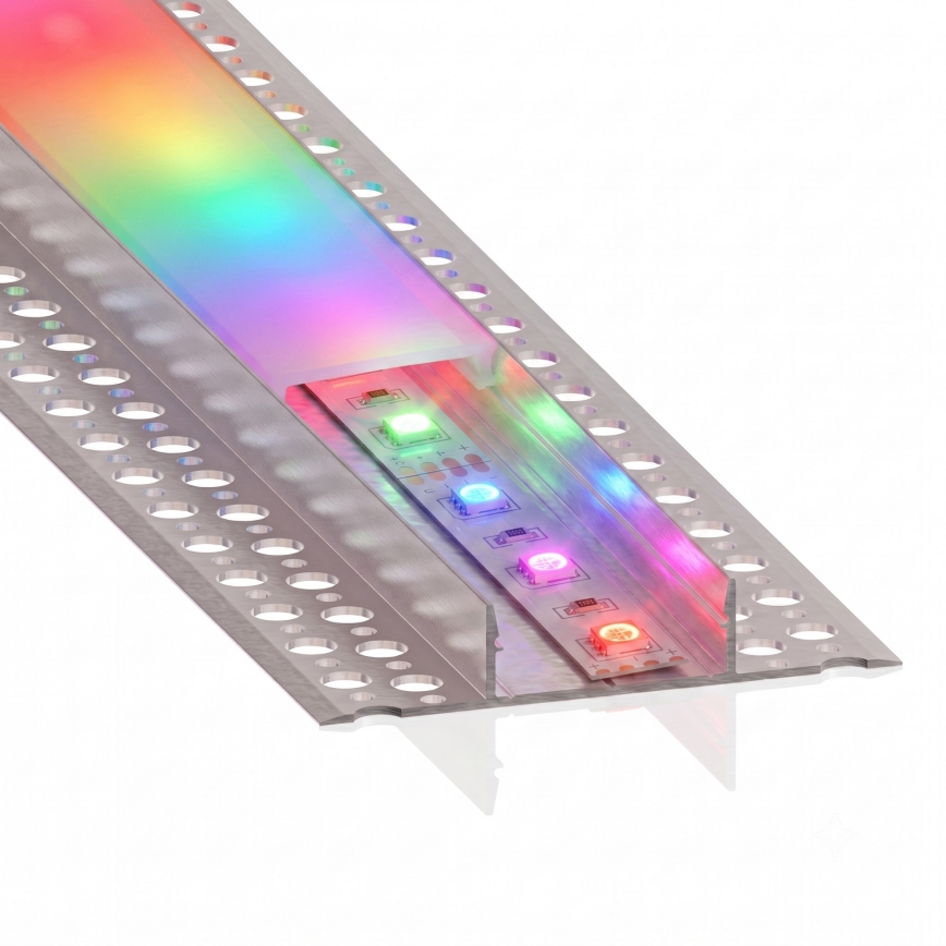 SADA 1x stmievateľný LED RGBW pásik NEO LITE MUSIC LED/24W/230V 5 m IP65 Wi-Fi Tuya + 5x vstavaný profil 1 m strieborná/biela + diaľkové ovládanie