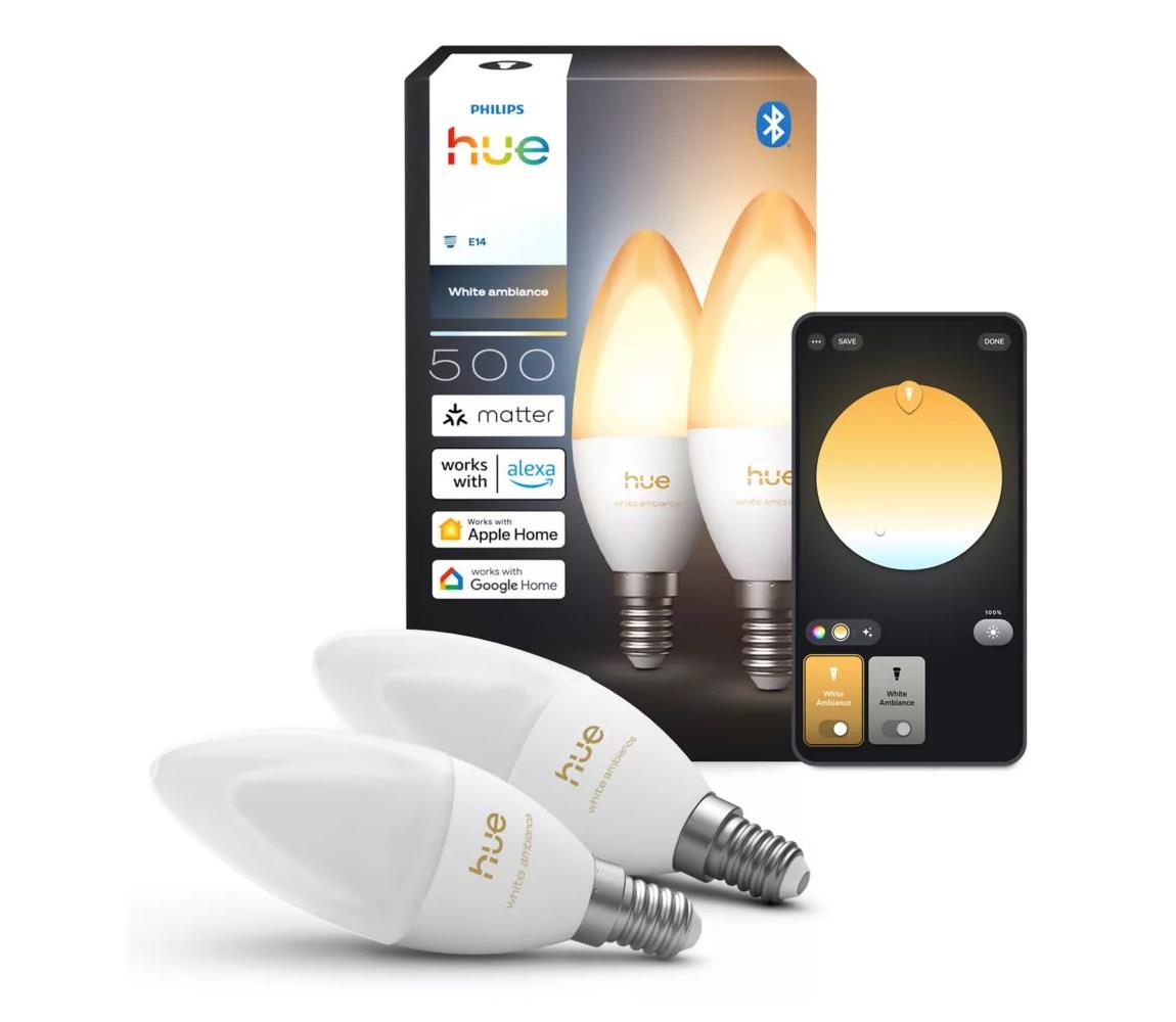 Súprava 2 ks stmievateľných LED žiaroviek Philips Hue WA B39 E14/3,7W/230V 1000-20000K 8721103099488