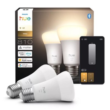 Súprava 2 ks stmievateľných LED žiaroviek Philips Hue WHITE E27/7W/230V 2700K