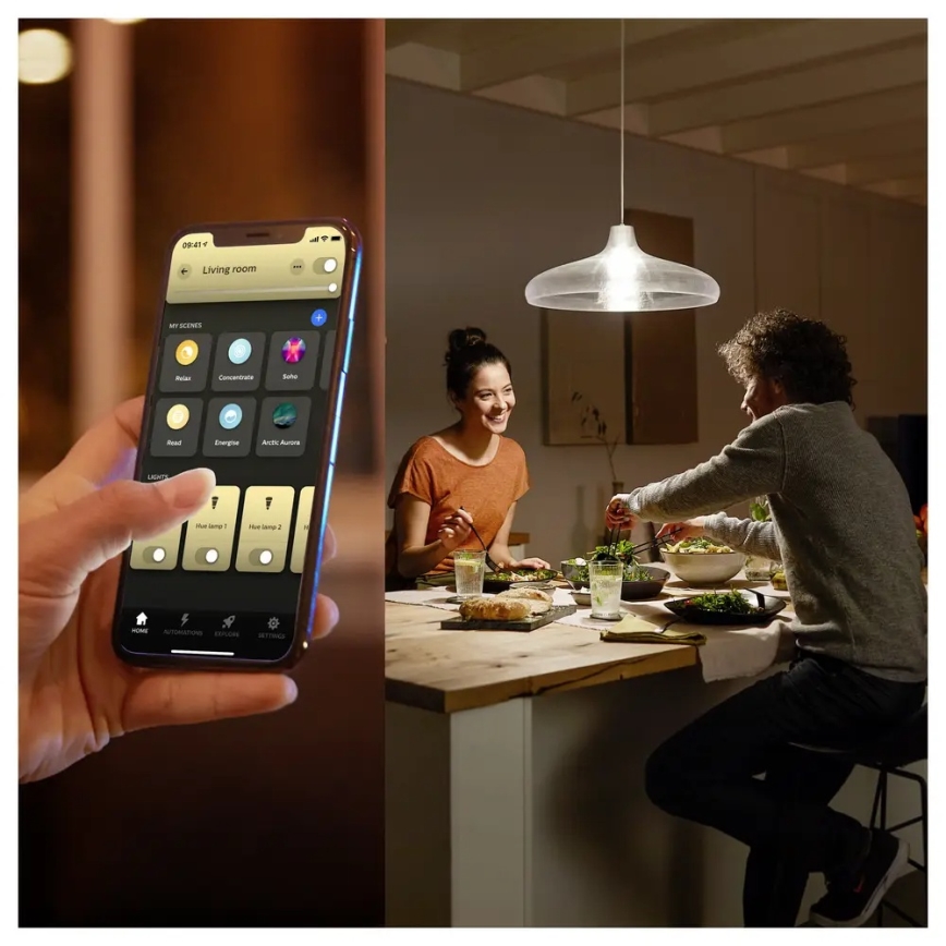 Súprava 4x stmievateľných LED žiaroviek Philips Hue WHITE E27/7W/230V 2700K