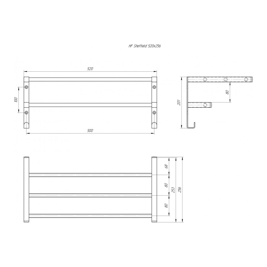 Sušiak na uteráky na kúpeľňový radiátor HF SHEFFIELD 52x25,6 cm biely