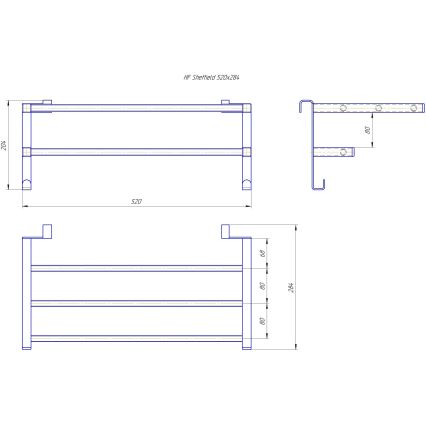 Sušiak na uteráky na kúpeľňový radiátor HF SHEFFIELD 52x28,4 cm čierny