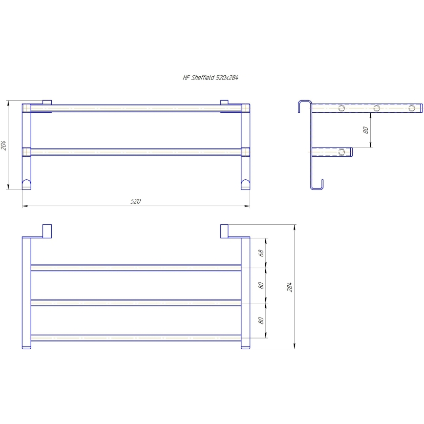 Sušiak na uteráky na kúpeľňový radiátor HF SHEFFIELD 52x28,4 cm čierny