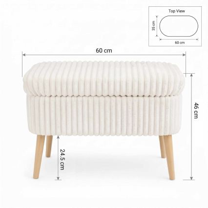 Taburet MOLIS 35x60 cm biela