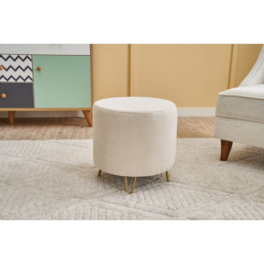 Taburet NANI, priemer 40 cm, krémový