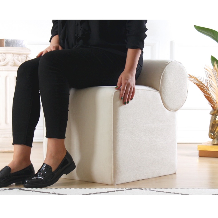 Taburet TIKI 47x45 cm krémový