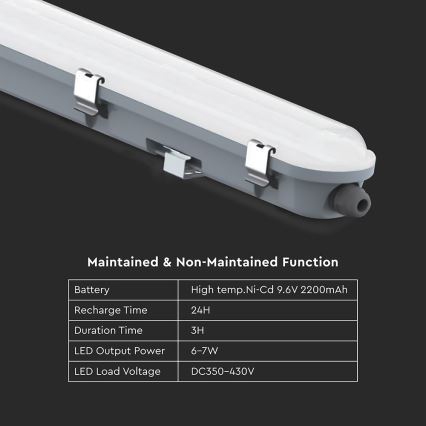 LED technické žiarivkové svietidlo s núdzovým modulom LED/36W/230V 6500K IP65 2200 mAh 120 cm