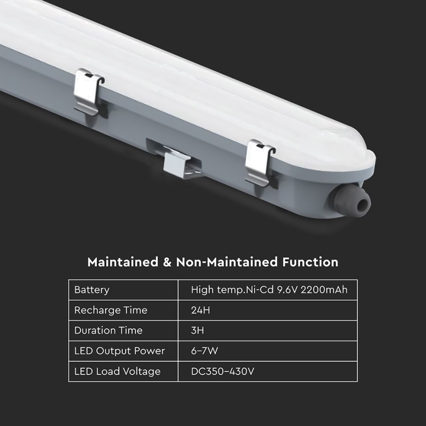 LED technické žiarivkové svietidlo s núdzovým modulom LED/36W/230V 6500K IP65 2200 mAh 120 cm