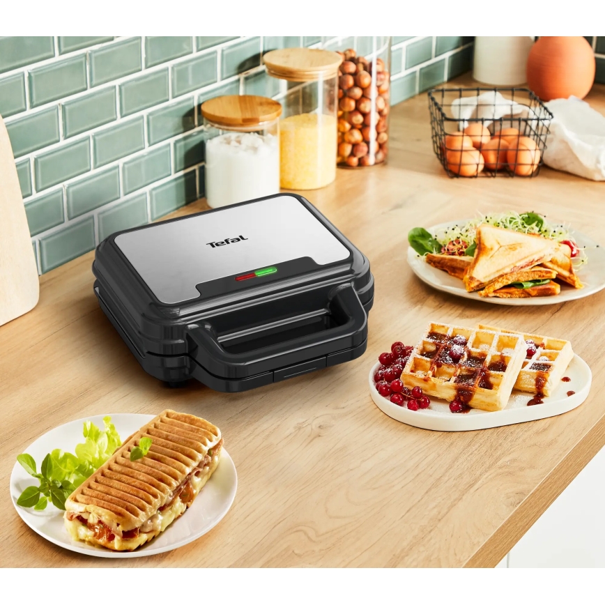 Tefal - Hriankovač ULTRA COMPACT 3v1 700W/230V čierna/matný chróm