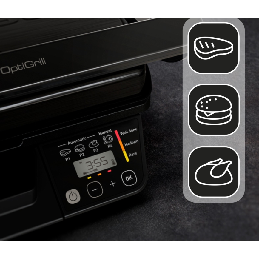 Tefal - Inteligentný elektrický gril Tefal OPTIGRILL 2000W/230V