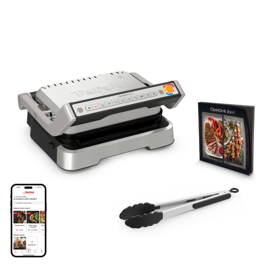 Tefal - Kontaktný gril OPTIGRILL 2v1 2100 W/230 V nerezová oceľ