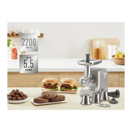Tefal - Mlynček na mäso 8v1 2200W/230V strieborná