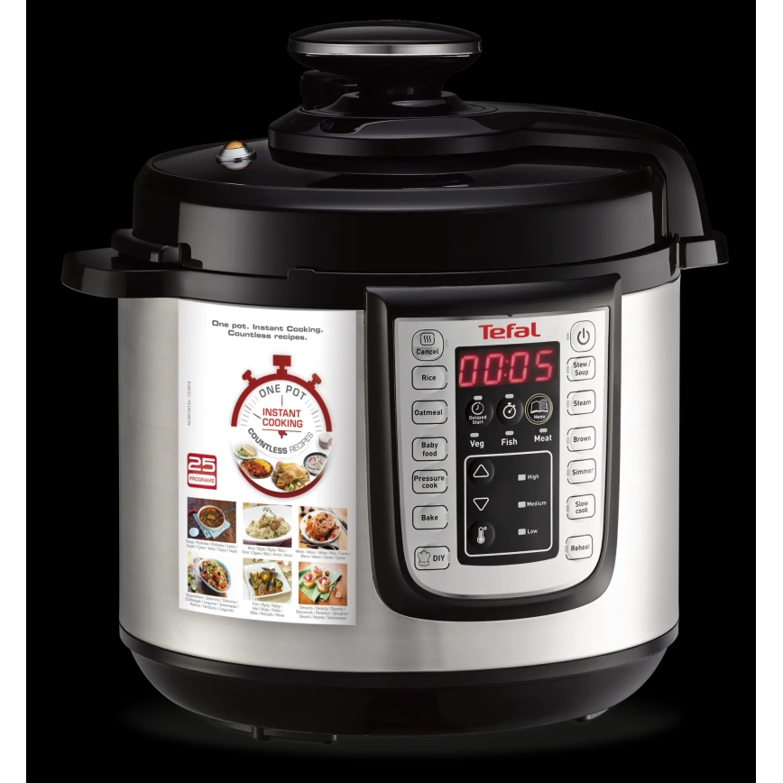 Tefal - Multifunkčný elektrický tlakový hrniec ALL IN ONE POT 1100W/230V matný chróm/čierna