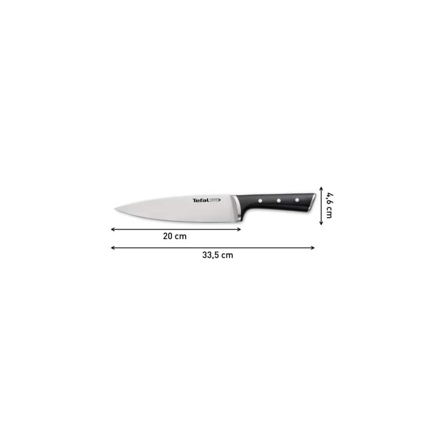 Tefal - Nerezový nôž chef ICE FORCE 20 cm lesklý chróm/čierna