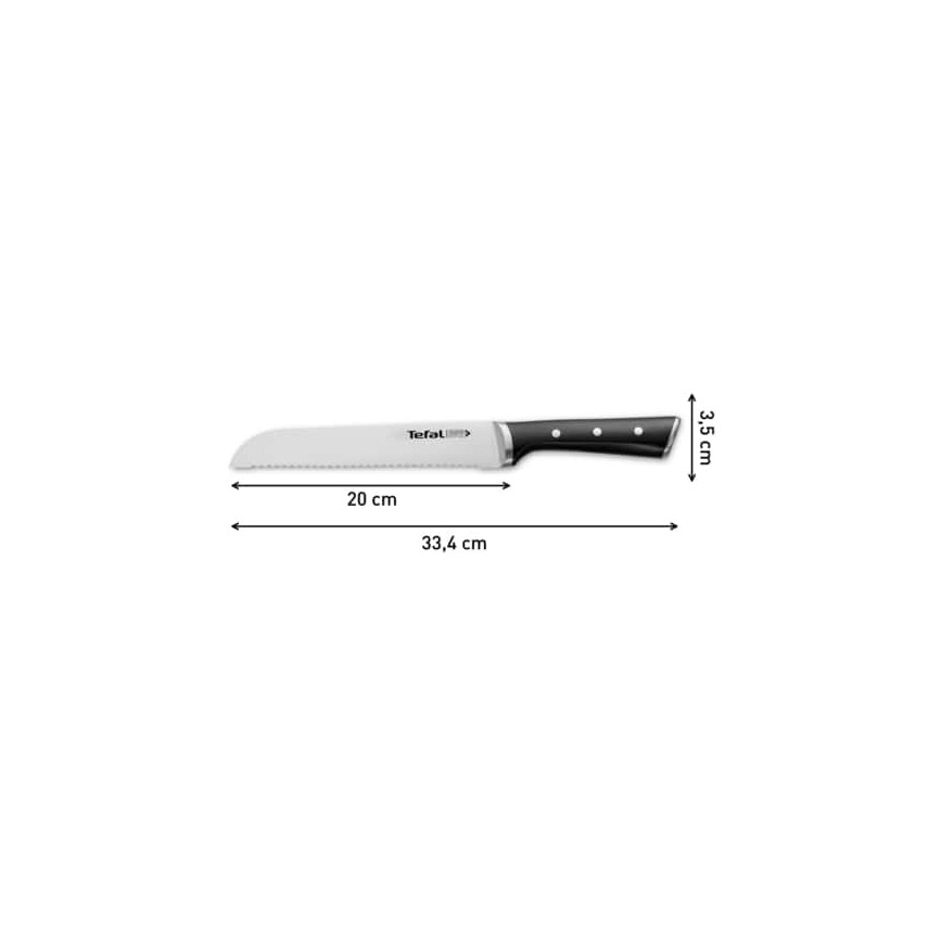 Tefal - Nerezový nôž na chlieb ICE FORCE 20 cm lesklý chróm/čierna