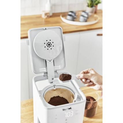 Tefal - Prekvapkávajúci kávovar s LCD displejom SENSE 1000W/230V biela