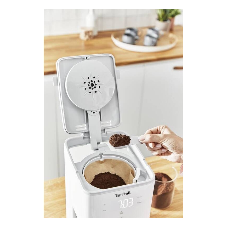 Tefal - Prekvapkávajúci kávovar s LCD displejom SENSE 1000W/230V biela